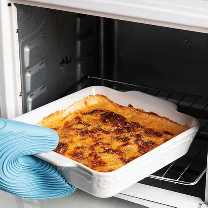 Sweejar Casserole Dishes for Oven, Ceramic Bakeware Set of 4, Rectangular Baking Dish with Handles, Lasagna Pans for Cooking, Gratin, Roasting, Banquet and Daily Use (Kiln-Change White)