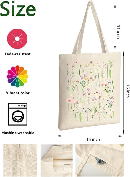 AUSVKAI Canvas Tote Bag Aesthetic for Women, Cute Reusable Cloth Cotton Bags for Shopping Beach Grocery