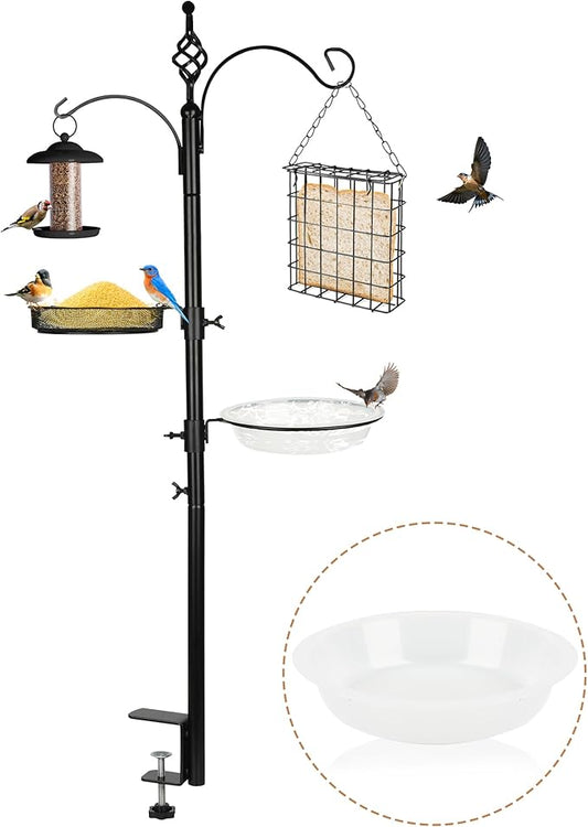 Bird Feeder Pole Deck Hook Bird Feeding Station Kit Bird Feeder Porch Multi Hook Bird Feeders Hanger Premium Bird Bath for Attracting Wild Birds Bird Feeder Planter Hanger
