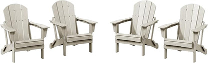 WestinTrends Malibu 4-Piece Set Outdoor Folding Poly Adirondack Chair, Sand