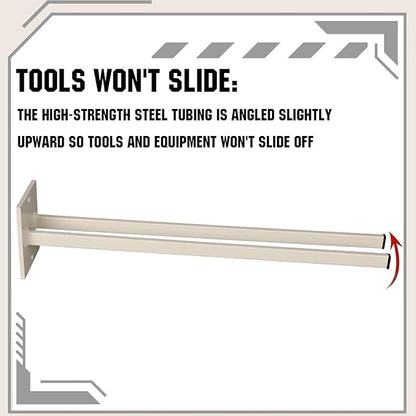 Zonon 2 Pcs Extra Long Tool Rack for Shovels Spades Rakes Brooms Shovel Holder for Truck and Shovel Rack Heavy Duty Powder Coated Steel Wall Mount Storage Organizer Garage and Shed (Beige)