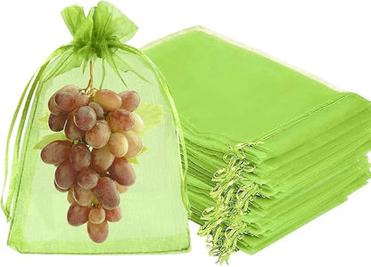Fruit Protection Bags, Fetanten 80 PCS 8 x 12 Inch Mesh Drawstring Bag for Fruit Trees, Small Green Garden Fruit Plant Netting Cover Bag Protect Tomato Apple Mango Grape from Bird Insect Pest