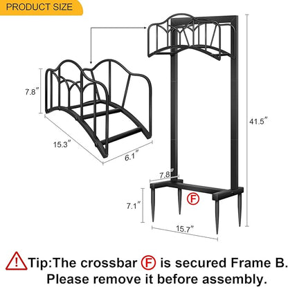Garden Hose Holder -Upgraded Hose Holder Holds 100-feet Hose,Freestanding Heavy Duty Hose Hanger,Sturdy Hose Stand for Lawn & Yard,Black