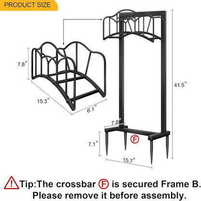 2 Pack Garden Hose Holder-Upgraded Hose Holder Holds 100-feet Hose,Freestanding Heavy Duty Hose Hanger,Sturdy Hose Stand and Hose Storage Rack for Lawn & Yard,Black