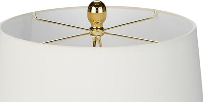 Nourison Home 23" Olive Green Ceramic Pot Table Lamp for Bedroom, Living Room, Dining Office, with White Tapered Drum Shade