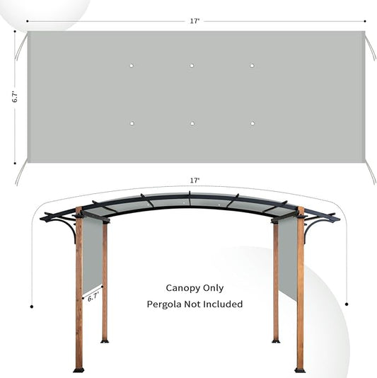 17x6.8 Ft Universal Pergola Replacement Canopy, Outdoor Canopy Shade Cover(Cover Only) (Gray)