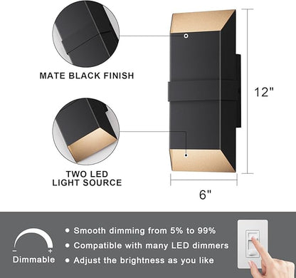 Outdoor Lights Fixture Twins, Modern Led Wall Sconce Indoor, Black Exterior Wall Lights for House, Front Porch Light Outdoor Wall Mount, Patio Lights Fixture for Garage, Yard, 3000K