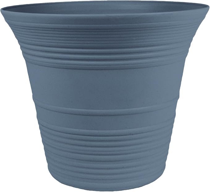 The HC Companies Sedona Round Self-Watering Pot - Lightweight Self Care Planter - Plastic Planter for Herbs & More - Durable Plant Pots for Indoor Plants & Outdoor Plants (16" Slate Blue, Pack of 1)