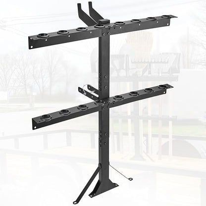 Upgraded Utility Trailer Tool Rack, 8-Hole Shovel and Rake Holder with Rubber Grommets & Brackets, Heavy-Duty Lawn Equipment Organizer for Truck and Open Trailers, Black