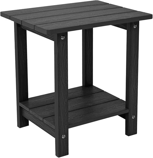 Outdoor Side Table, Weather Resistant Double Small Adirondack Side Table, Outdoor Indoor End Table for Chair, 17" Patio Table for Pool, Deck and Porch, Black (Item2, Black)