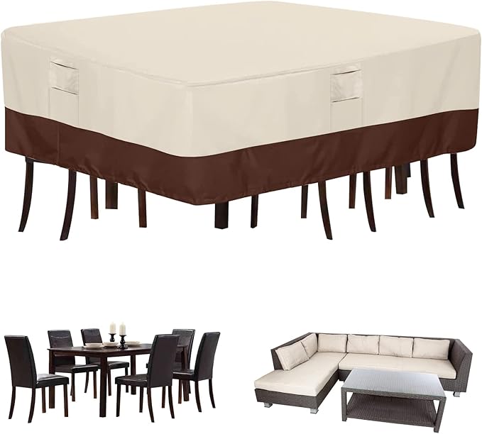 Patio Furniture CoversOutdoor Covers For Patio Furniture Thick Heavy Duty Oxford UV Resistant Patio Furniture Covers 76"L x 76"W x 28"H (Beige & Brown)