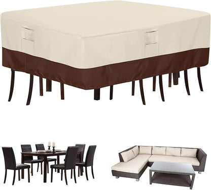 Patio Furniture Covers Waterproof Outdoor Covers For Patio Heavy Duty Oxford Anti-Fading Rectangular Table Sofa Cover 130"L (Beige & Brown)
