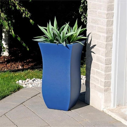 Pemberly Row Polyethylene Resin 30" Tall Planter in Neptune Blue