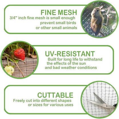 Bird Netting 7x100 FT – 3/4" Mesh Garden Netting for Plant Protection, Deer Fence Netting Against Birds, Squirrels, Rabbits, Raccoons & More – Protect Fruit Trees, Vegetables & Flowers