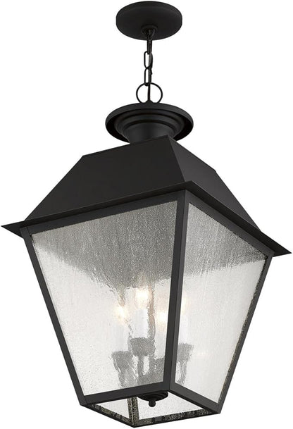 Livex Lighting 2174-04 Mansfield 4-Light Outdoor Hanging Lantern, Black