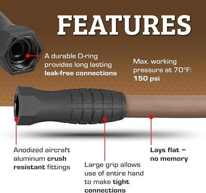 Flexzilla Colors SwivelGrip Garden Hose 5/8 in. x 10 ft., Lightweight All-Weather Water Hose, Durable and Flexible, Leak-Free Connections, Brown Mulch