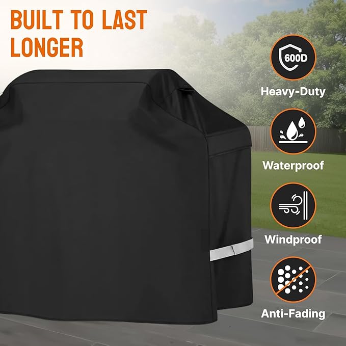 Grill Cover - 52 Inch Heavy Duty BBQ Grill Cover for Outdoor Grill, Waterproof, UV, Fade & Tear Resistant, Gas Grill Cover for Weber Charbroil Genesis Nexgrill and More