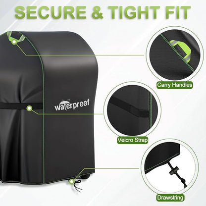 Grill Cover, 30 inch Small BBQ Grill Cover for Outdoor Grill, 420D Waterproof Fabric, UV & Fade Resistant, All-Weather Barbecue Gas Grill Cover with Handles, Straps & Adjustable Drawstring