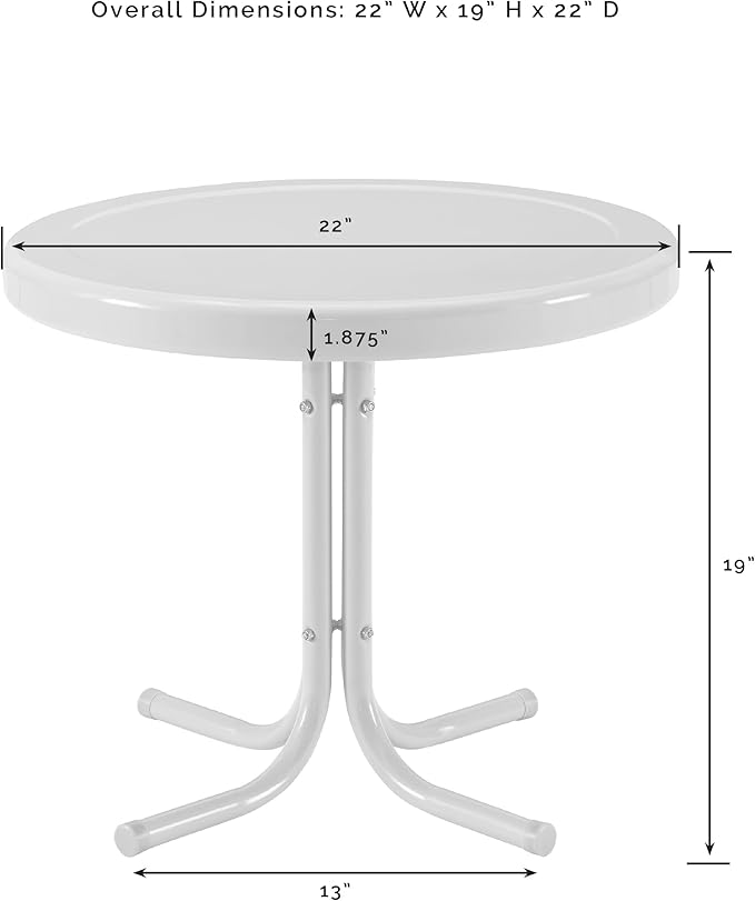 Crosley Furniture Griffith Weather Resistant Retro Metal Outdoor Side Table for Patio, Deck, Porch, Lavender Gloss