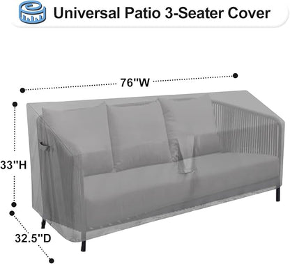 OutdoorLines Outdoor Waterproof Patio 3-Seater Couch Cover - UV Resistant Patio Sofa Furniture Covers Weatherproof Heavy Duty Glider Covers for Outdoor Furniture, 76Wx32.5Dx33H Inches, Gray