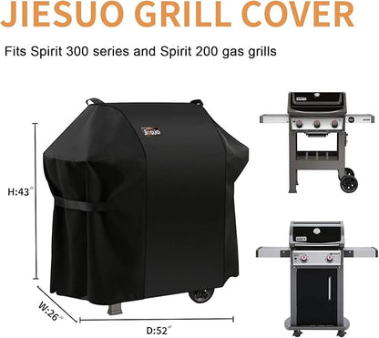 7106 BBQ Gas Grill Cover for Weber Spirit 200 and 300 Series & Genesis Silver A/B: Heavy Duty Waterproof 52 Inch 3 Burner Barbecue Grill Cover