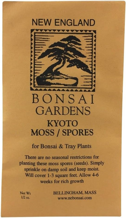 Moss Spores for Bonsai Trees - Covers Up to Three Square Feet, Bright Green Velvet Kyoto Bonsai Moss that is Weed Free, Indefinite Shelf Life