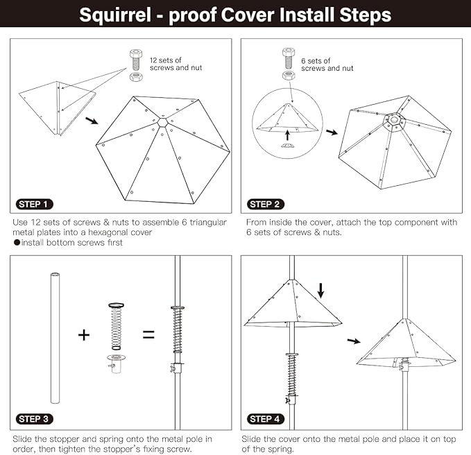 94" Bird Feeding Station Kit with Metal Squirrel Baffle, Heavy Duty Metal Bird Feeding Station with Seed Tray＆Mesh Basket, Easy Assembly Ground Mounted Bird Feeder Pole for Garden Yard Outdoor