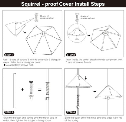 94" Bird Feeding Station Kit with Metal Squirrel Baffle, Heavy Duty Metal Bird Feeding Station with Seed Tray＆Mesh Basket, Easy Assembly Ground Mounted Bird Feeder Pole for Garden Yard Outdoor