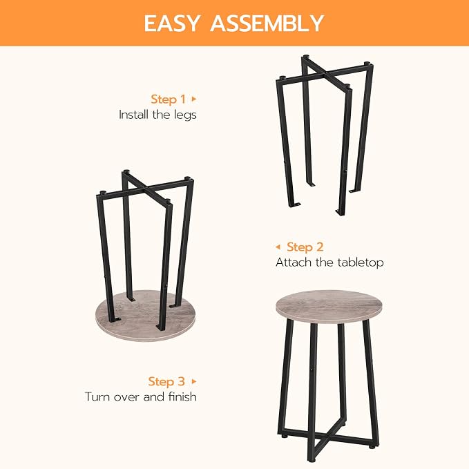HOOBRO Side Table, Round End Accent Table with Sturdy Metal Pedestal, 15.7" Round Nightstand, for Living Room, Bedroom, Balcony, Office, Greige BG95BZ01