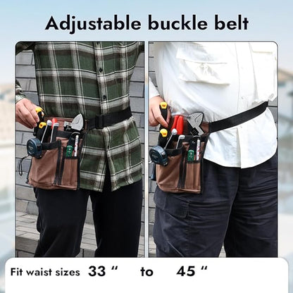 5-Pocket Tool Belt for Men, Durable Canvas Construction, Adjustable Belt, Utility Pouch for Daily Repair and DIY Use