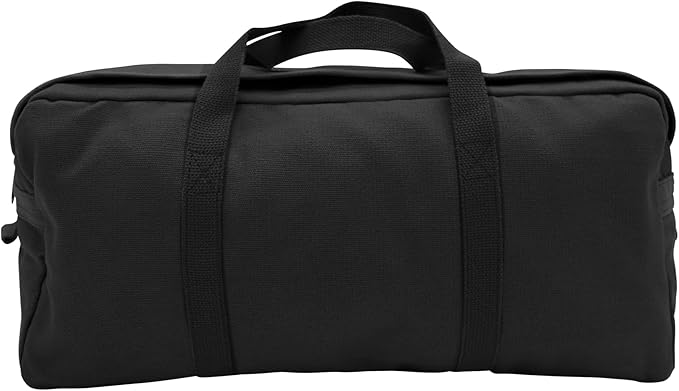 Rothco Canvas Tanker Style Tool Bag - Heavy-Duty Multipurpose Gear Carrier for Mechanics, Plumbers, Electricians, Athletes, Black