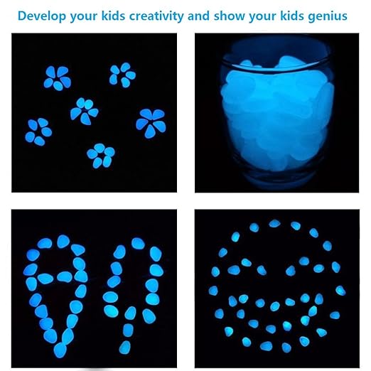 340Pcs Glow in The Dark Stones Garden Pebbles Rocks Indoor Outdoor Decor Luminous Stone for Walkways Driveway Yard Grass Fish Tank