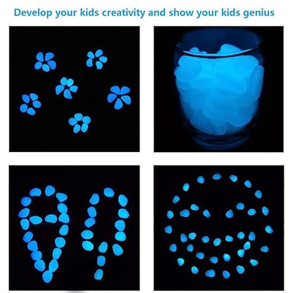 340Pcs Glow in The Dark Stones Garden Pebbles Rocks Indoor Outdoor Decor Luminous Stone for Walkways Driveway Yard Grass Fish Tank