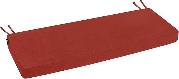 Favoyard Outdoor Bench Cushion 48 x 16 Inch Rainproof Patio Furniture Cushions 3-Year Color Fastness Garden Settee Porch Pads with Ties, Red