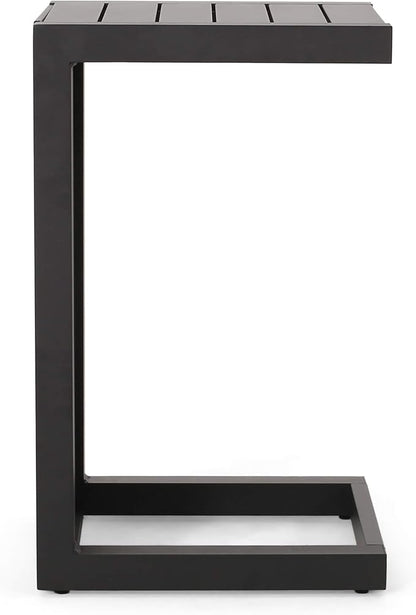 Christopher Knight Home Jesse Coral Outdoor Modern Aluminum C-Shaped End Table, Matte Black