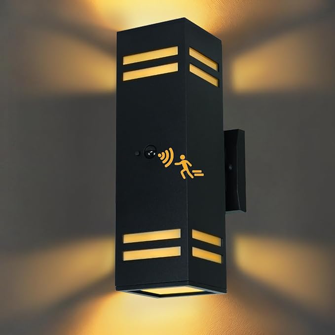 Motion Sensor Outdoor Light with 25ft Detection Range, 3 Lighting Modes Dusk to Dawn Porch Light, Waterproof Wall Sconce for Large Yard, Patio, Garage, Front Door, ETL Listed