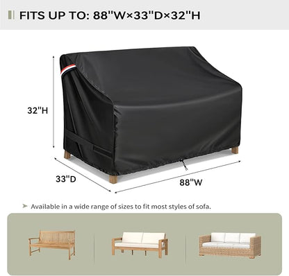 KylinLucky Outdoor Patio Sofa Cover fit 88 x 33 x 32 inch, 87 x 32, 86 x 31 Waterproof Weatherproof Heavy Duty 420D Garden Furniture Cover for Outside Sofa Couch