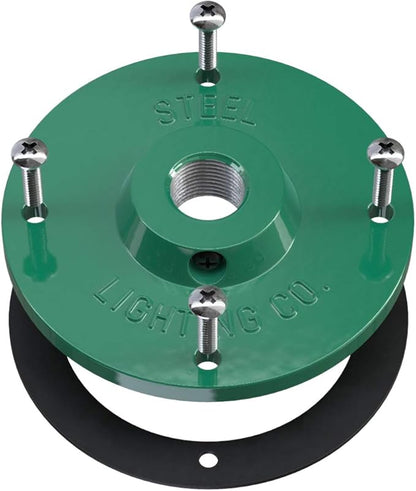 Steel Lighting Co. Topanga Barn Light | Outdoor Wall Mounted | Farmhouse Garage Light Made in America | 14 inch Dome | Upslope Gooseneck | Green Exterior/White Interior