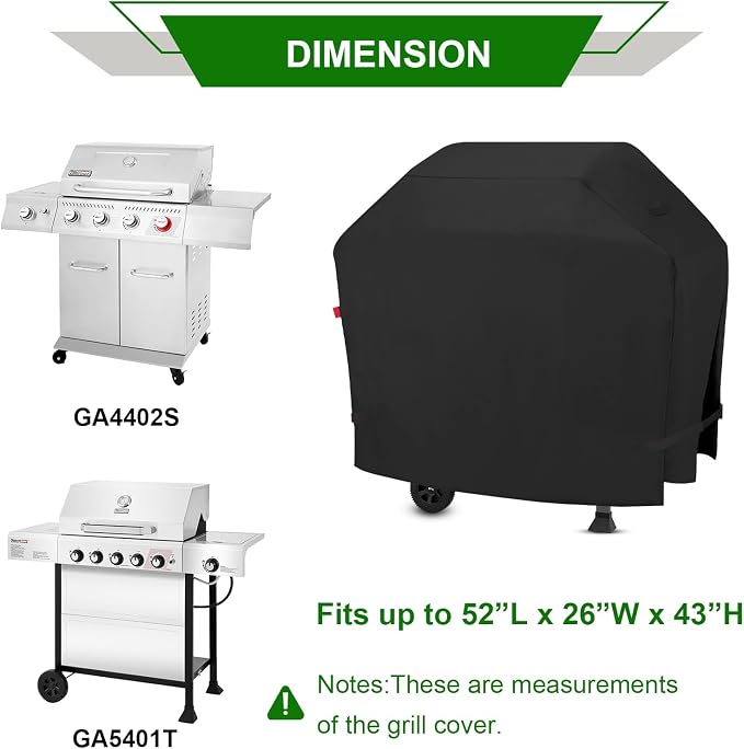Outdoor Grill Cover for Royal Gourmet GA5401T 5-Burner Propane Gas Grill, 52 Inch Waterproof 600D Grill Cover for GA4402S 4-Burner BBQ Gas Grill, Heavy Duty Gas Grill Covers-52 x 26 x 43 Inches.