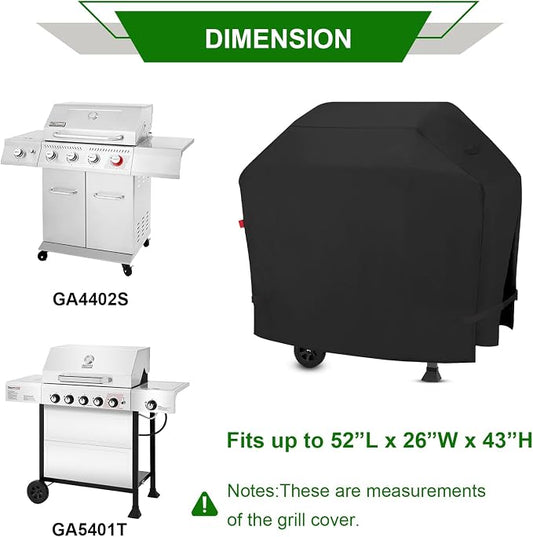 Outdoor Grill Cover for Royal Gourmet GA5401T 5-Burner Propane Gas Grill, 52 Inch Waterproof 600D Grill Cover for GA4402S 4-Burner BBQ Gas Grill, Heavy Duty Gas Grill Covers-52 x 26 x 43 Inches.