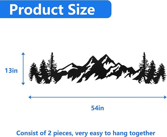 Royxen Metal Mountain Wall Art 71 Inch /54 Inch Long, Mountain Wall Decor, Mountain Art Wall Hangings for Living Room, Bedroom (54 x 13 Inches)
