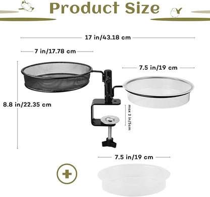 Deck Bird Feeders Platform Bird Feeder Deck Mount Bird Bath Spa for Dual Use Deck Flower Stand Flower Pot Great for Attracting Birds Detachable and Adjustable Heavy Duty Sturdy Steel,Bronze