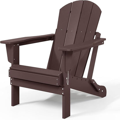 WestinTrends Malibu 4-Piece Set Outdoor Folding Poly Adirondack Chair, Dark Brown