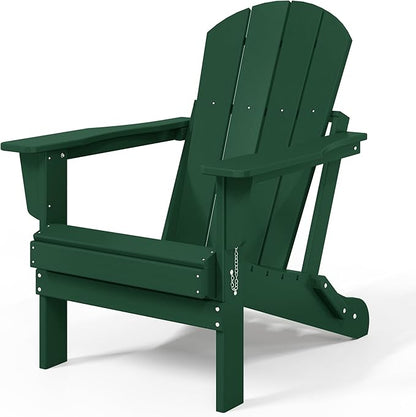 WestinTrends Malibu HDPE Outdoor Patio Folding Poly Adirondack Chair, Dark Green