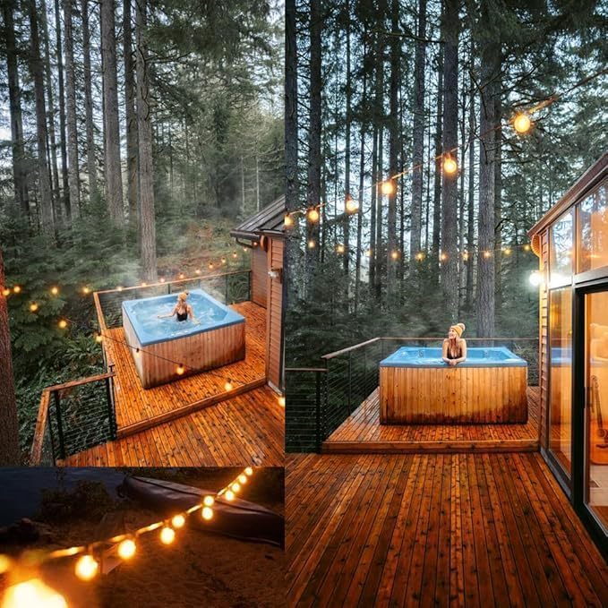 Outdoor String Lights 20ft LED Hanging Globe Patio Lights with G40 Shatterproof Bulbs(7+1 Bulbs), Waterproof Connectable Hanging Light for Indoor Outdoor Decor Garden Camping Backyard Porch