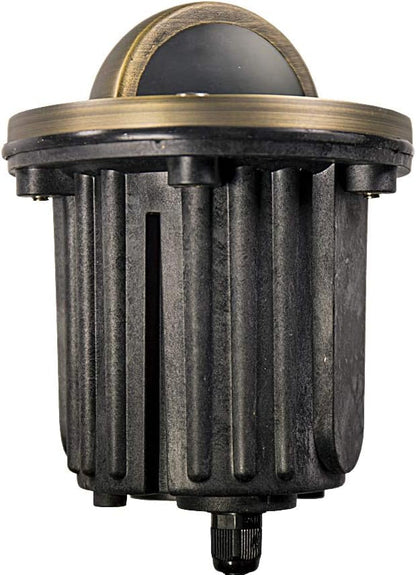 12V Brass In-Ground Well Light (Beacon Top) with 5W 2700K Warm White MR16 LED Bulb for Low Voltage Landscape Lighting of Outdoor Pathway, Garden, Shrubs, Columns or Trees