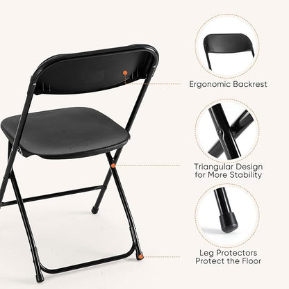 DUMOS Folding Chairs Sets of 20, 330lbs Plastic Stackable Portable Patio Dining Sets, Fold Up for Indoor Outdoor, Camping, Garden, Party, Meeting, Weeding, White