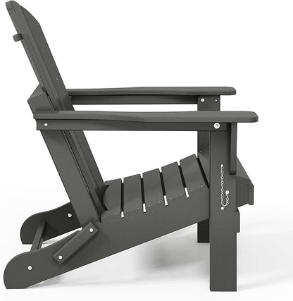 WestinTrends Malibu Malibu Outdoor Folding Poly Adirondack Chair (Set of 8), Gray