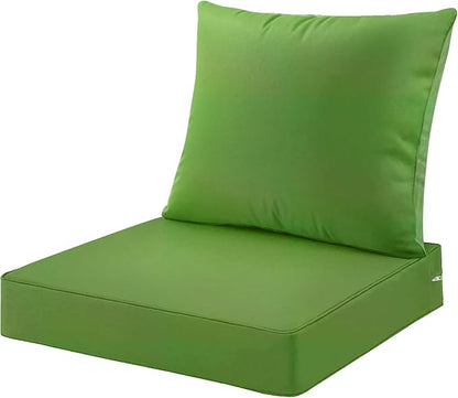ARTPLAN Outdoor Deep Seating Cushions with Backrest Set, All-Weather Waterproof Patio Sofa Cushions for Sectionals, High-Resilience Foam Garden Furniture Cushion Cover,Green