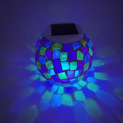 Lxcom Lighting Color Changing Glass Mosaic Ball 3D Fireworks Lights Large Globe Ball Decorative Waterproof Solar Night Light Rechargeable Solar Table Lamp for Indoor Garden Patio Yard Outdoor